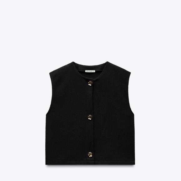 Zara Tops - Zara Cropped Button Up Sleeveless Vest